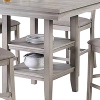 Ensemble de salle à manger 5 pièces hauteur comptoir, table et 4 chaises, sièges rembourrés, gris
