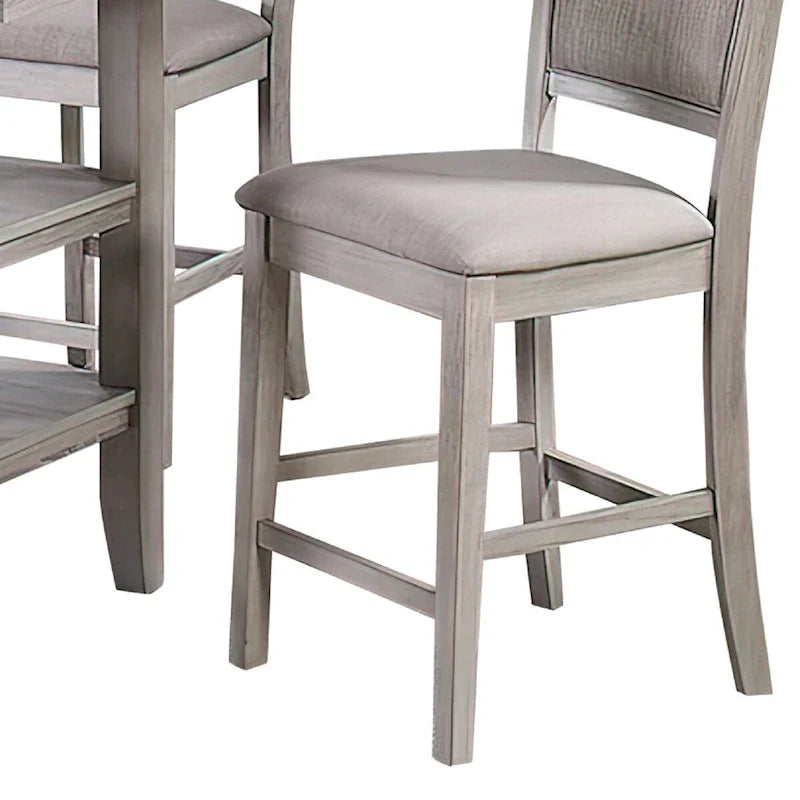 Ensemble de salle à manger 5 pièces hauteur comptoir, table et 4 chaises, sièges rembourrés, gris