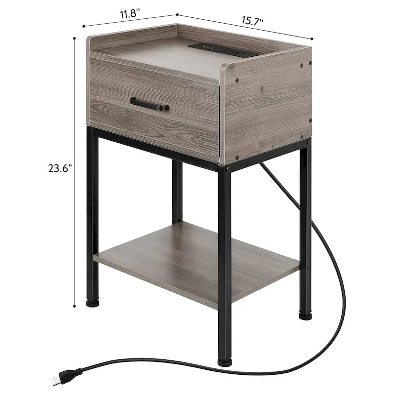 Table de chevet avec station de charge et ports USB