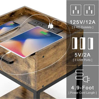 Table de chevet avec station de charge et ports USB