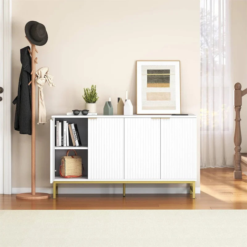 JASIWAY Buffet de cuisine avec portes à motifs ondulés