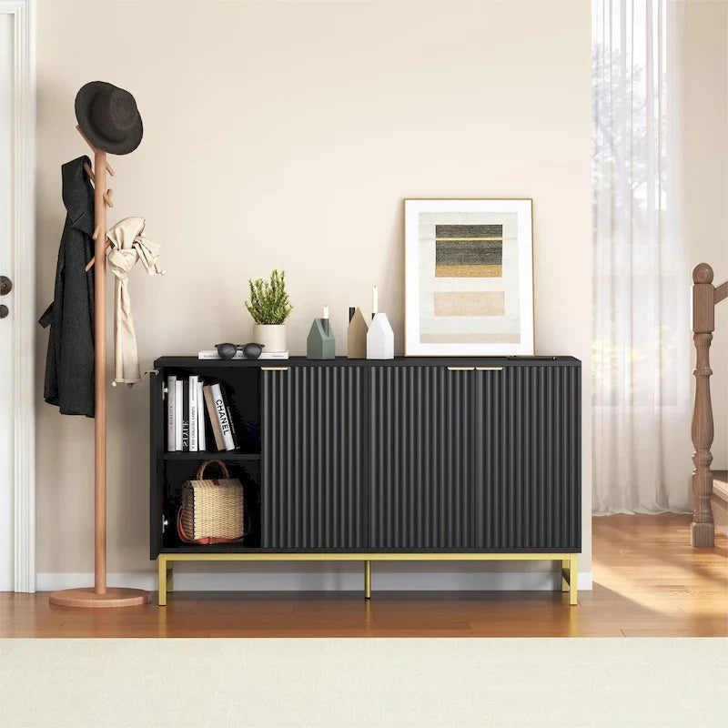 JASIWAY Buffet de cuisine avec portes à motifs ondulés