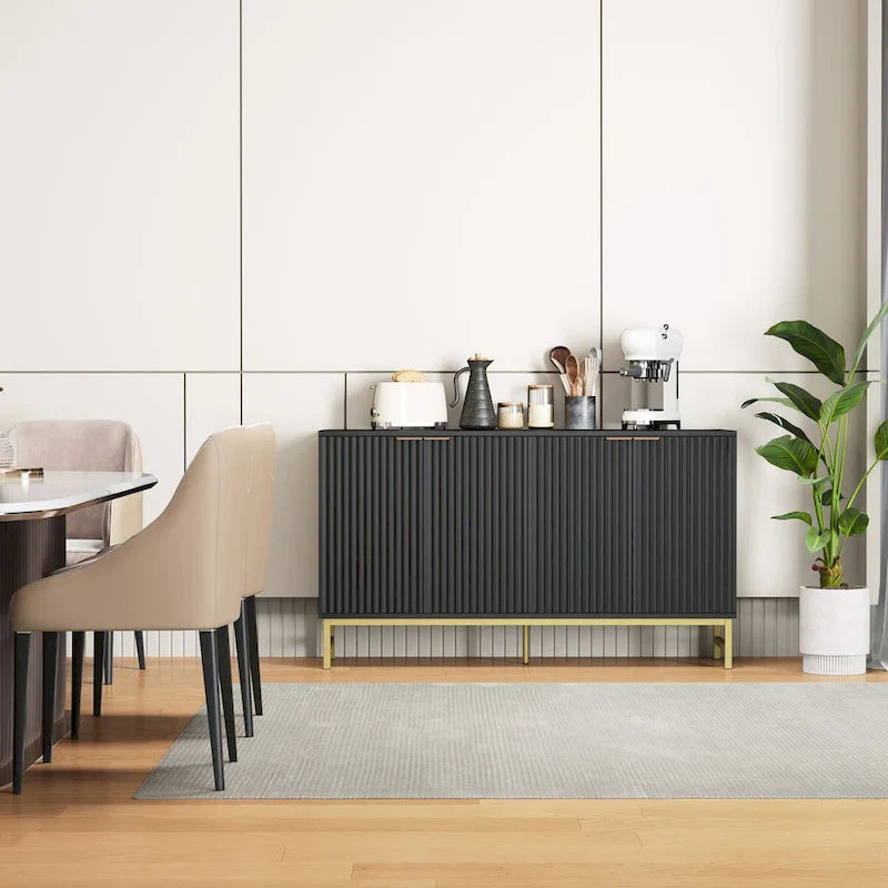 JASIWAY Buffet de cuisine avec portes à motifs ondulés