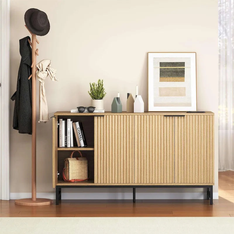 JASIWAY Buffet de cuisine avec portes à motifs ondulés