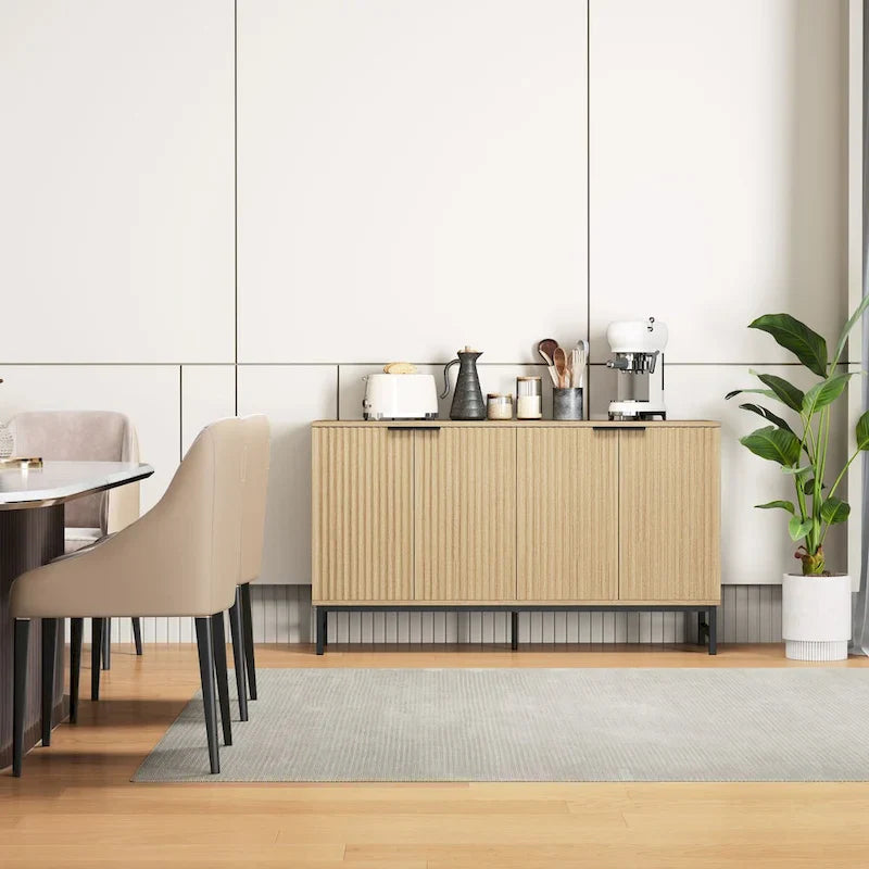 JASIWAY Buffet de cuisine avec portes à motifs ondulés