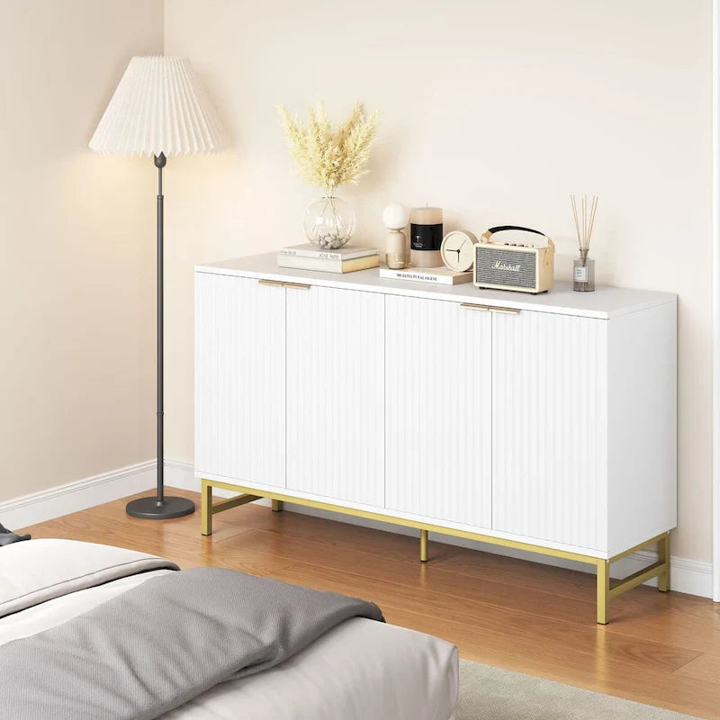 JASIWAY Buffet de cuisine avec portes à motifs ondulés