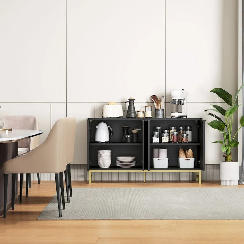 JASIWAY Buffet de cuisine avec portes à motifs ondulés
