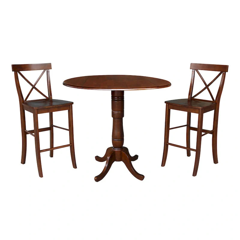 Table de bar ronde 42 po et deux tabourets - Espresso