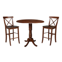 Table hauteur bar à plateau rond de 42 po et deux tabourets - Espresso