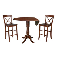Table hauteur bar à plateau rond de 42 po et deux tabourets - Espresso