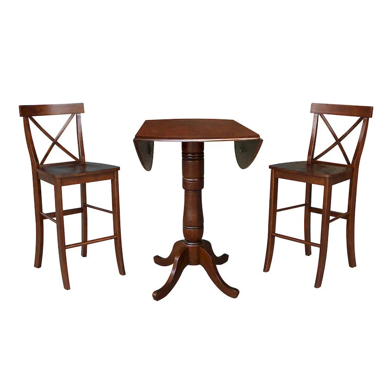 Table de bar ronde 42 po et deux tabourets - Espresso