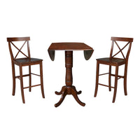 Table hauteur bar à plateau rond de 42 po et deux tabourets - Espresso