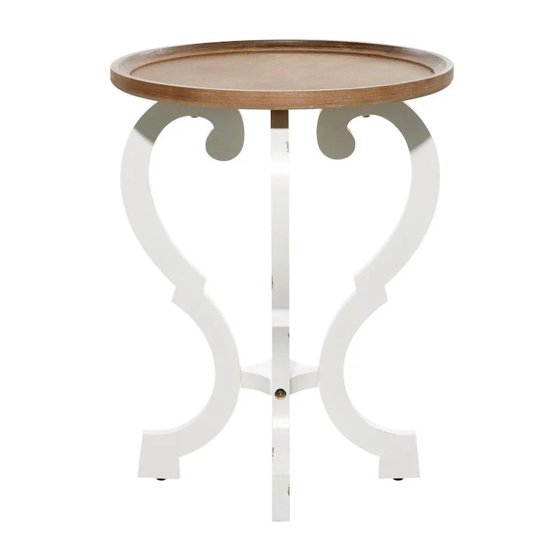 Table d'appoint ronde en bois à motif enroulé - 25x19x19