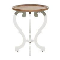 Table d'appoint ronde en bois à motif enroulé - 25x19x19