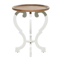 Table d'appoint ronde en bois à motif enroulé - 25x19x19