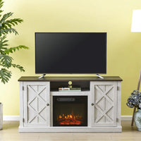 Meuble TV console de 54 po pour téléviseurs jusqu'à 60 po avec cheminée électrique - 54 po de largeur