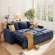 Canapé-lit sectionnel bleu en forme de L avec rangement, tissu chenille doux