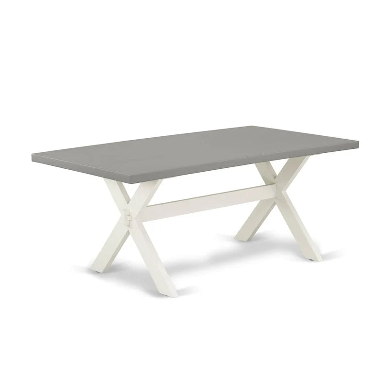 Ensemble de salle à manger East West Furniture - une table de salle à manger et des chaises Parsons en tissu de lin gris, blanc cassé (options de pièces)