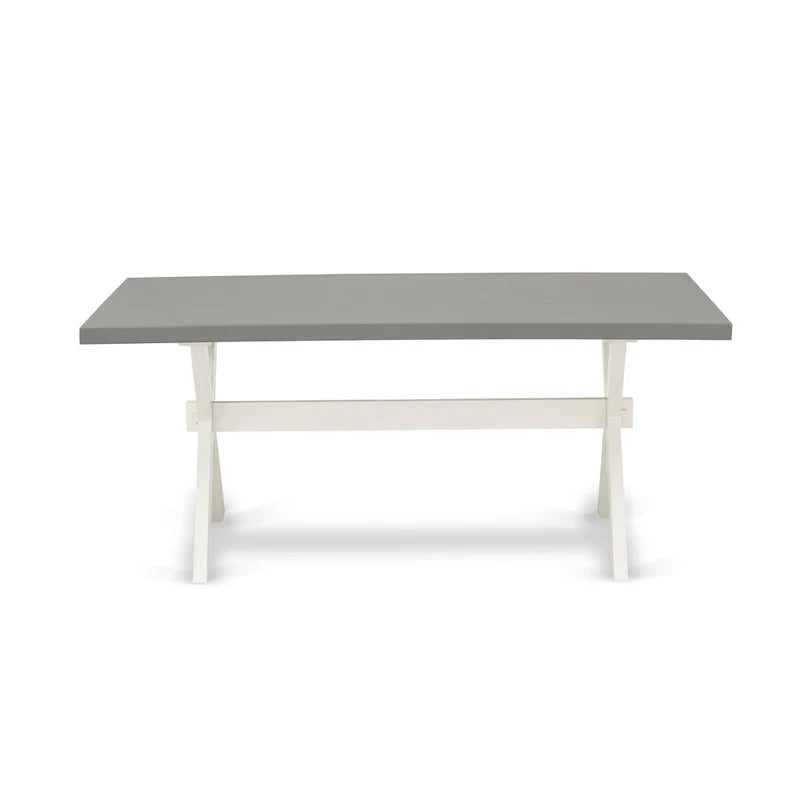 Ensemble de salle à manger East West Furniture - une table de salle à manger et des chaises Parsons en tissu de lin gris, blanc cassé (options de pièces)