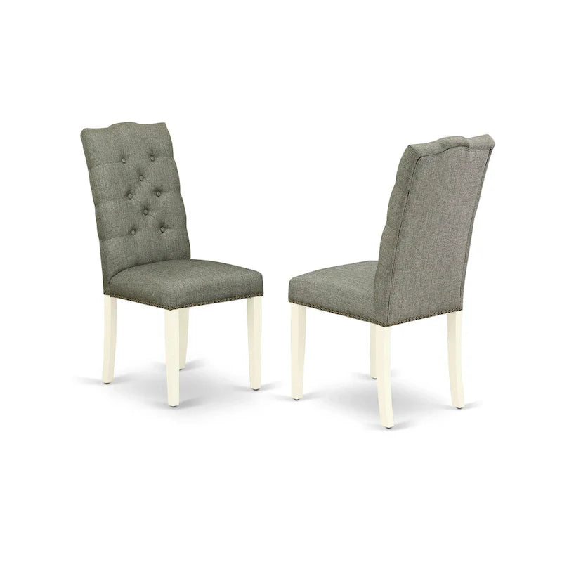 Ensemble de salle à manger East West Furniture - une table de salle à manger et des chaises Parsons en tissu de lin gris, blanc cassé (options de pièces)