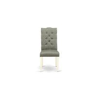 Ensemble de salle à manger East West Furniture - une table de salle à manger et des chaises Parsons en tissu de lin gris, blanc cassé (options de pièces)