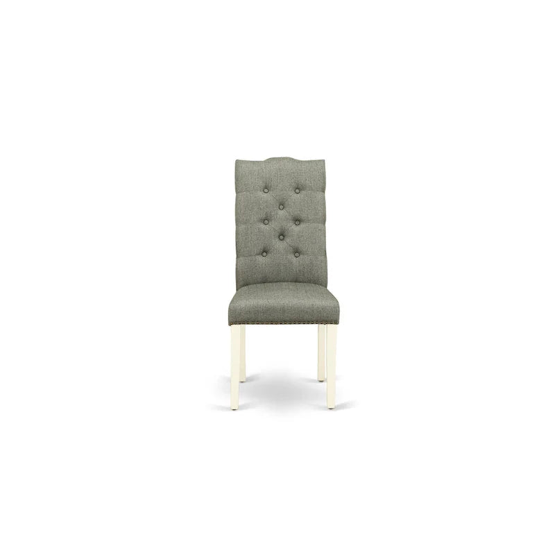 Ensemble de salle à manger East West Furniture - une table de salle à manger et des chaises Parsons en tissu de lin gris, blanc cassé (options de pièces)