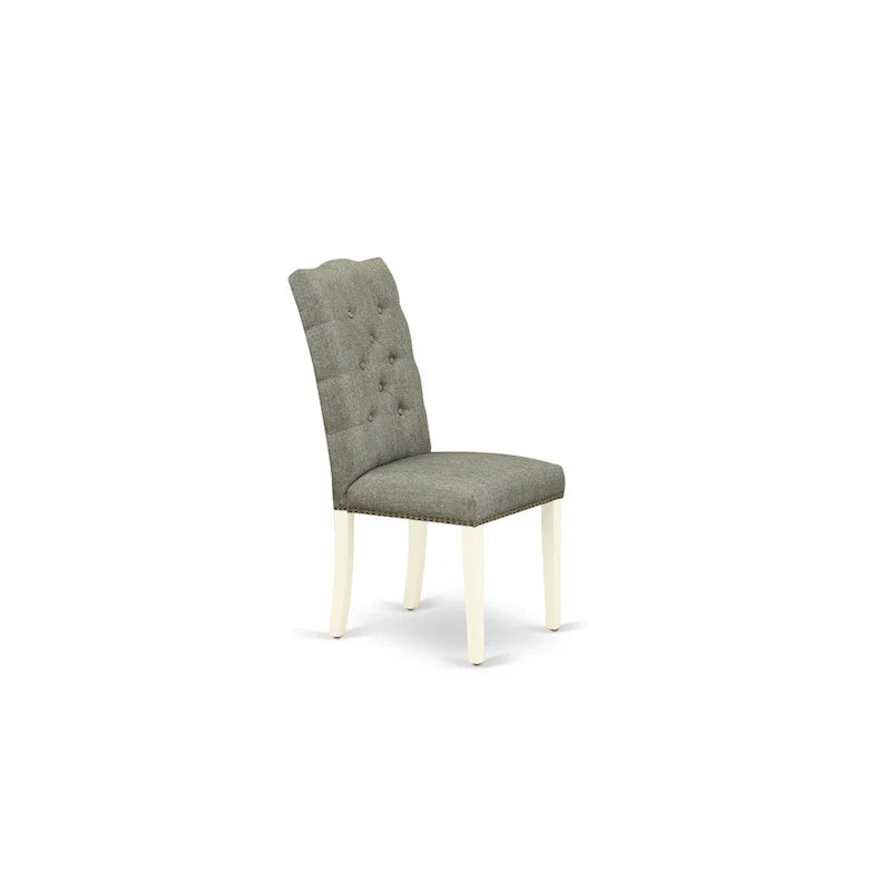 Ensemble de salle à manger East West Furniture - une table de salle à manger et des chaises Parsons en tissu de lin gris, blanc cassé (options de pièces)