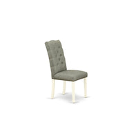 Ensemble de salle à manger East West Furniture - une table de salle à manger et des chaises Parsons en tissu de lin gris, blanc cassé (options de pièces)