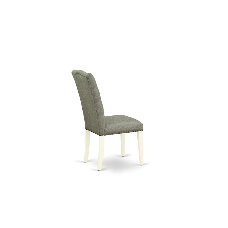 Ensemble de salle à manger East West Furniture - une table de salle à manger et des chaises Parsons en tissu de lin gris, blanc cassé (options de pièces)