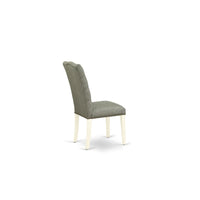 Ensemble de salle à manger East West Furniture - une table de salle à manger et des chaises Parsons en tissu de lin gris, blanc cassé (options de pièces)