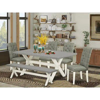 Ensemble de salle à manger East West Furniture - une table de salle à manger et des chaises Parsons en tissu de lin gris, blanc cassé (options de pièces)
