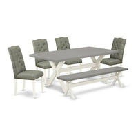 Ensemble de salle à manger East West Furniture - une table de salle à manger et des chaises Parsons en tissu de lin gris, blanc cassé (options de pièces)