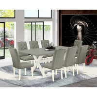 Ensemble de salle à manger East West Furniture - une table de salle à manger et des chaises Parsons en tissu de lin gris, blanc cassé (options de pièces)