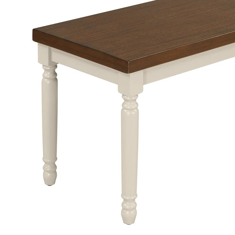 Ensemble de salle à manger classique 6 pièces, table en bois et 4 chaises avec banc