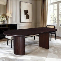 Table à manger ovale à double piédestal Geneva 94 pouces en bois