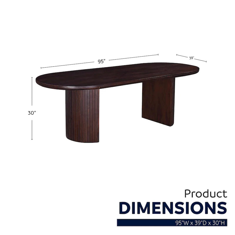 Table à manger ovale à double piédestal Geneva 94 pouces en bois