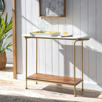 Table console moderne en techniques mixtes Micheale Marble - 76H x 109L x 28P cm