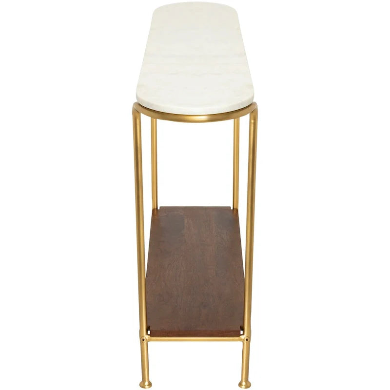 Table console moderne en techniques mixtes Micheale Marble - 76H x 109L x 28P cm