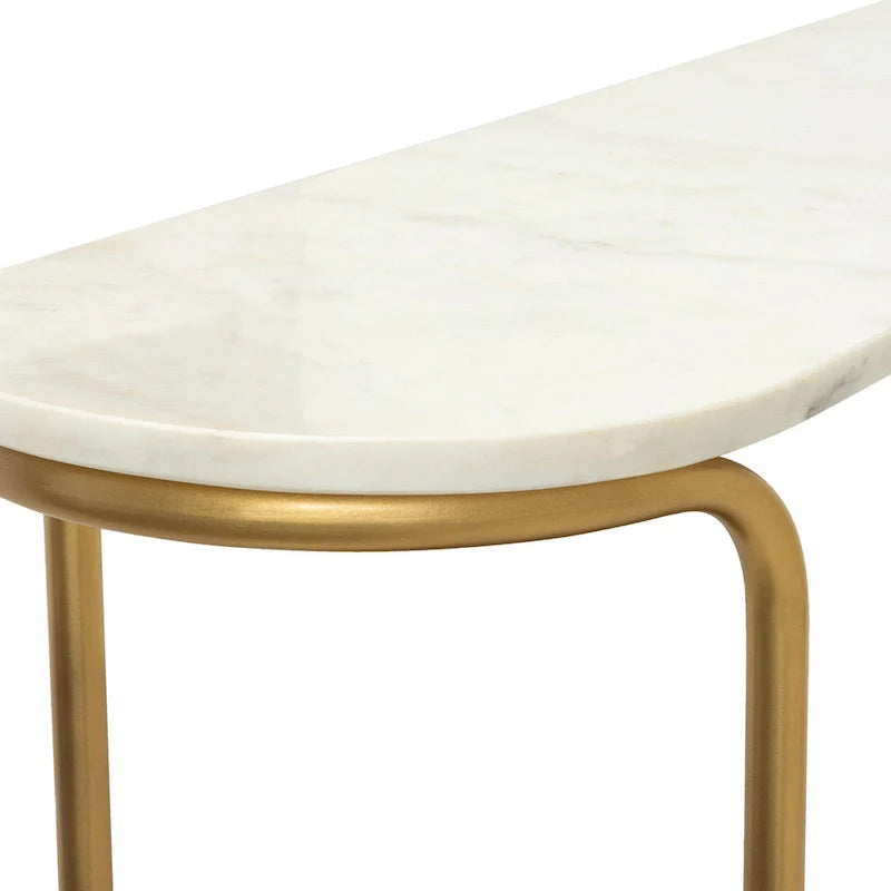 Table console moderne en techniques mixtes Micheale Marble - 76H x 109L x 28P cm