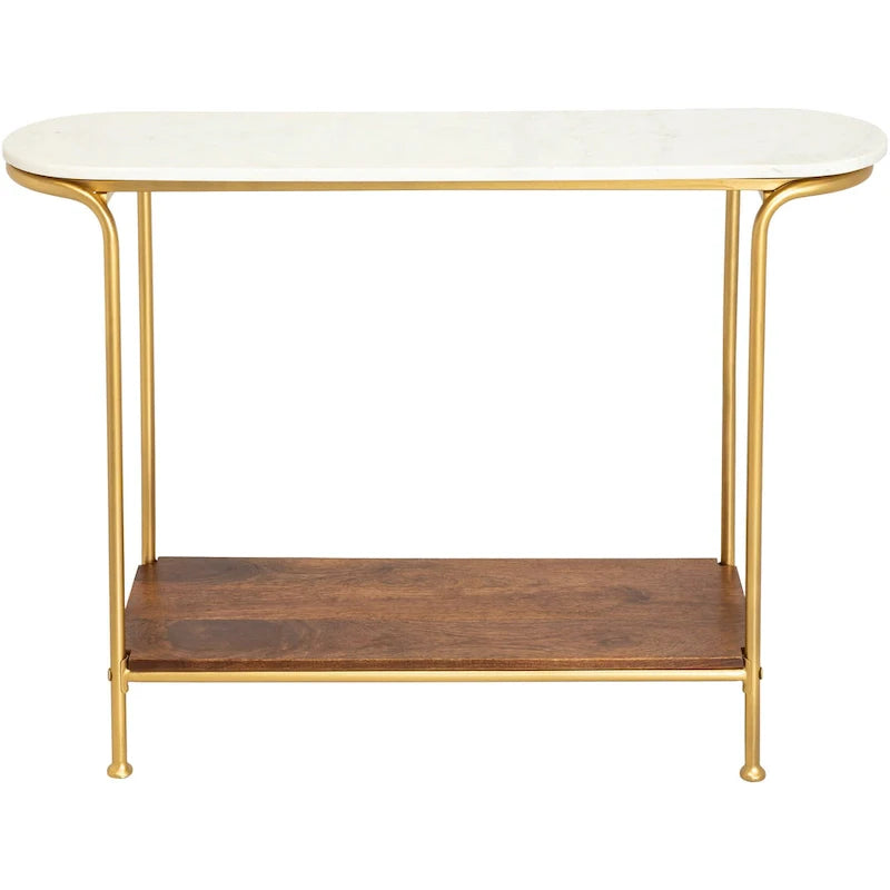 Table console moderne en techniques mixtes Micheale Marble - 76H x 109L x 28P cm