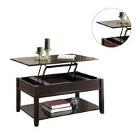 Table basse en bois avec plateau relevable, couleur noire