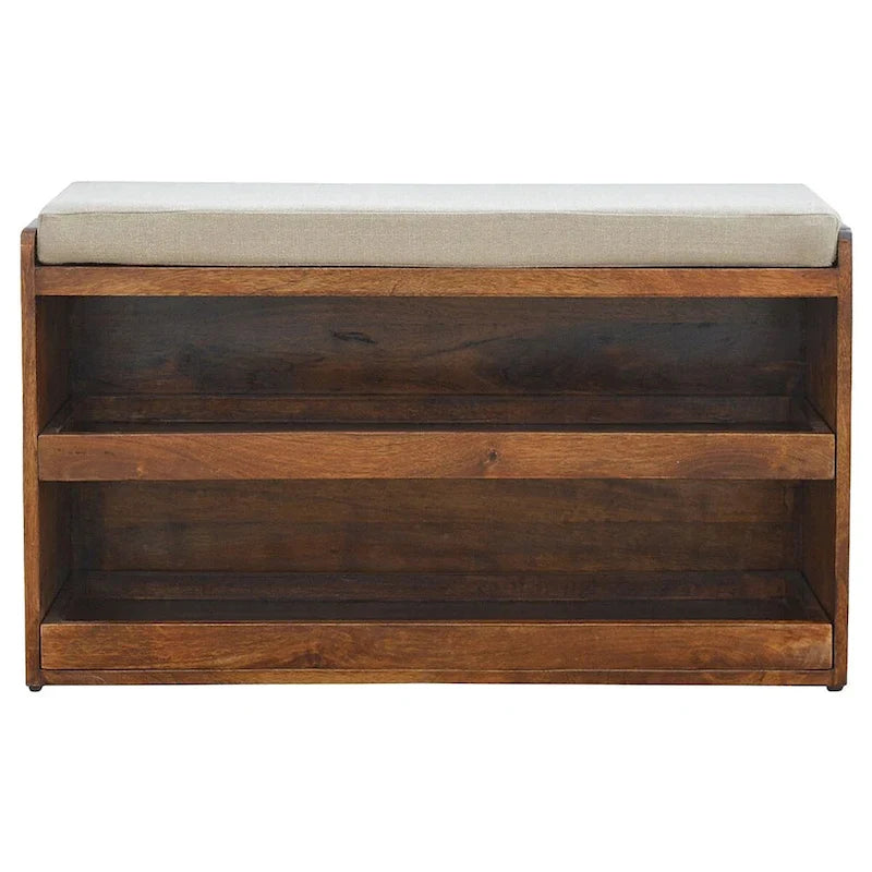 Banc à chaussures coulissant en lin couleur boue