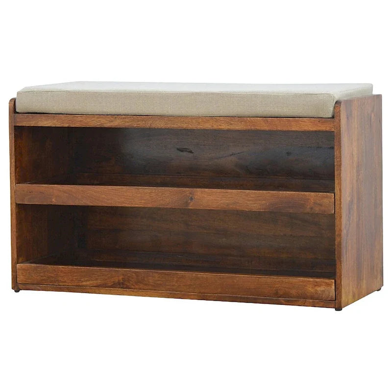 Banc à chaussures coulissant en lin couleur boue
