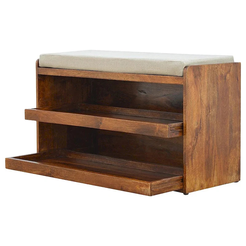 Banc à chaussures coulissant en lin couleur boue