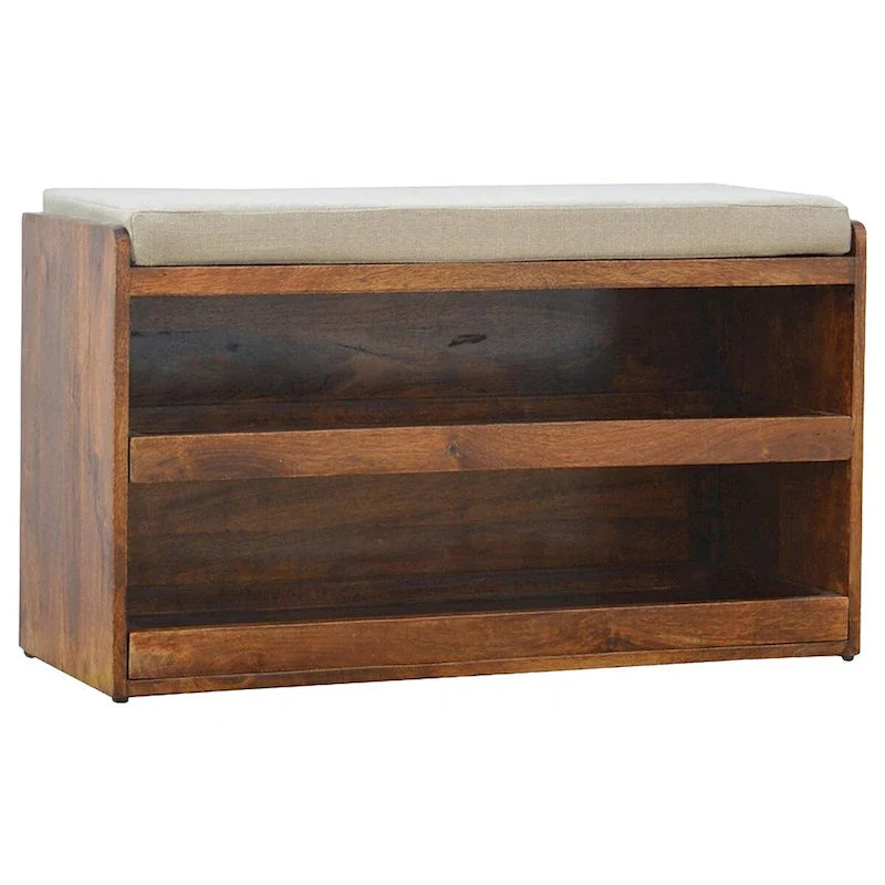Banc à chaussures coulissant en lin couleur boue