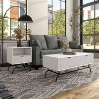 DH BASIC Ensemble de 2 tables basses et tables d'appoint modernes avec tiroirs à vagues 3D de Denhour