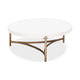 Table basse ronde Leyu de 46 pouces, plateau en béton blanc, base trépied bronze