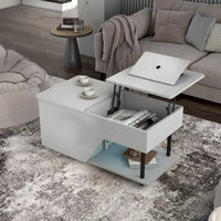 Table basse à plateau relevable moderne DH BASIC de 37 pouces avec éclairage LED 16 couleurs et étagère réglable