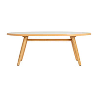 Table basse ovale planche de surf rayée, multicolore