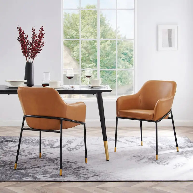 Lot de 2 chaises de salle à manger Jovi en cuir végétalien - S.O.